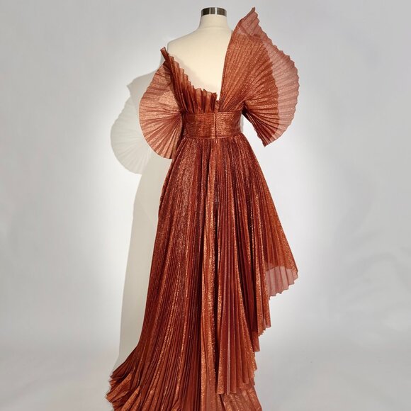 Brand New US 6 GEMY MAALOUF High-Low Pleated Evening Dress - Picture 6 of 6
